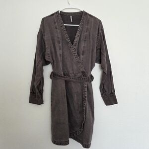YFB Womens Charcoal Gray Denim Wrap Dress Size Small